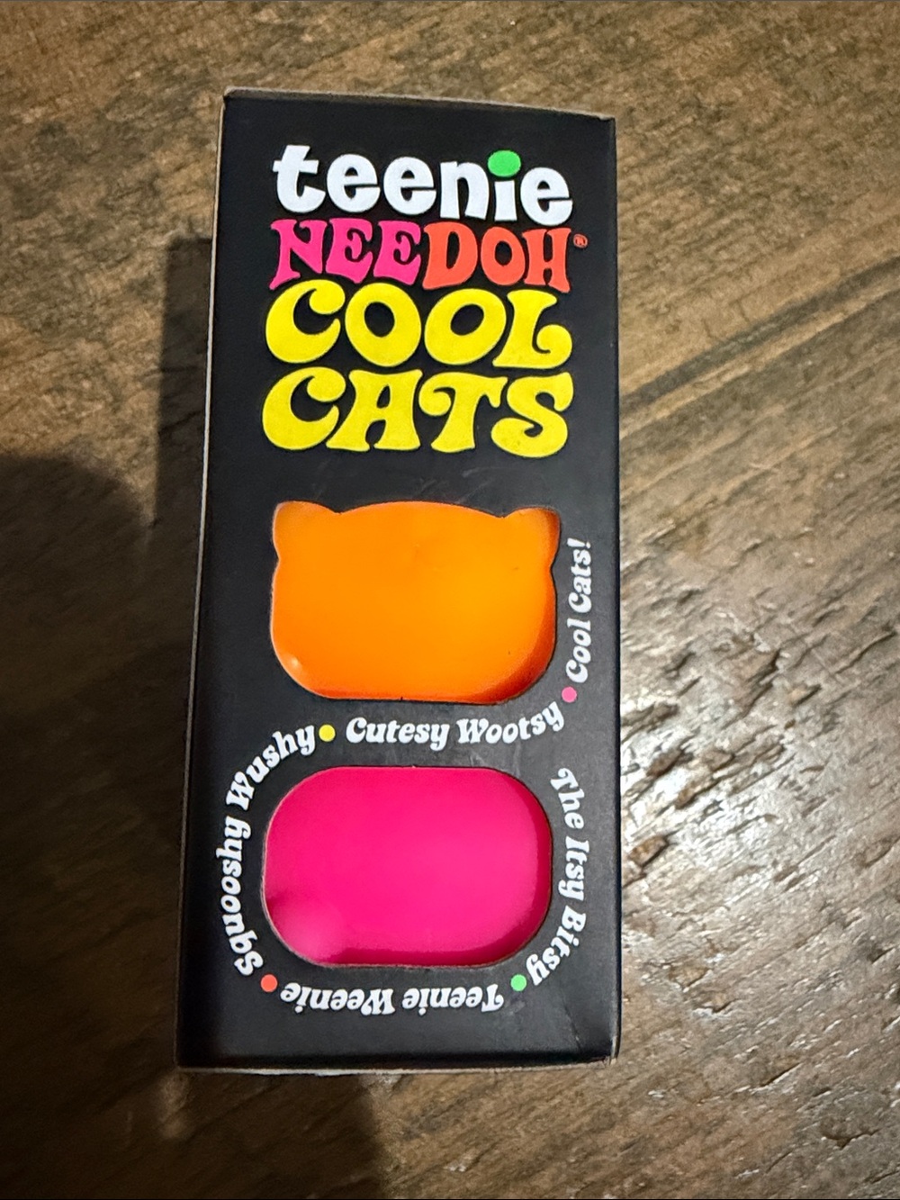 Authentic Needoh Cool Cats Cat Toy Duo - Orange & Pink